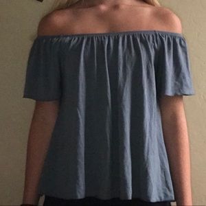 blue off the shoulder top